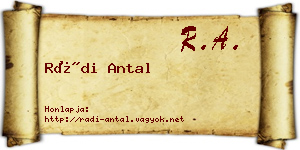 Rádi Antal névjegykártya